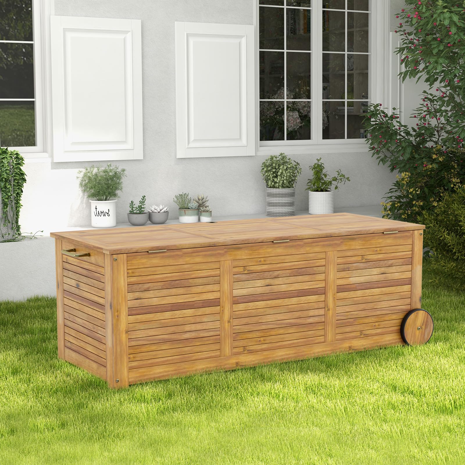 Tangkula 48 Gallon Outdoor Storage Box with Wheels - Product image 2